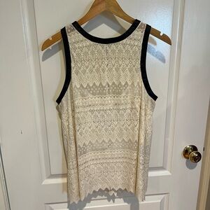 Nanette Lepore vintage lace tank with black leather piping